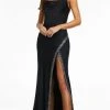 Ashley Lauren - 11184 Bead-Trimmed Slit Gown