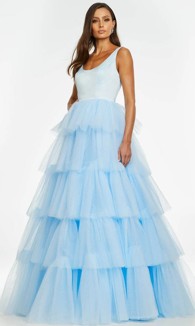 Ashley Lauren - 11187 Sleeveless Tiered Tulle Gown 8 Ashley Lauren - 11187 Sleeveless Tiered Tulle Gown