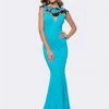 Ashley Lauren - 1145 Turquoise Embroidered Lace Evening Dress 1 Ashley Lauren - 1145 Turquoise Embroidered Lace Evening Dress