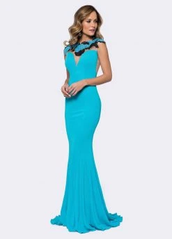 Ashley Lauren - 1145 Turquoise Embroidered Lace Evening Dress 5 Ashley Lauren - 1145 Turquoise Embroidered Lace Evening Dress