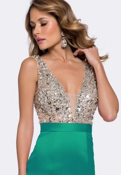 Ashley Lauren - 1149 Deep V-Neck Beaded Evening Dress 4 Ashley Lauren - 1149 Deep V-Neck Beaded Evening Dress