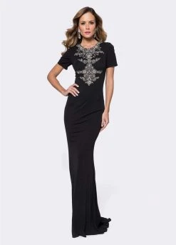 Ashley Lauren - 1187 Short Sleeve Jersey Evening Dress