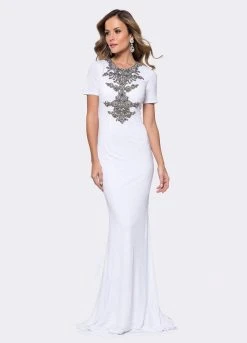 Ashley Lauren - 1187 Short Sleeve Jersey Evening Dress