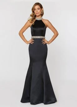 Ashley Lauren - 1192 Beaded High Halter Mermaid Dress With Train