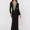 Ashley Lauren - 1200 Turquoise Beaded Jersey Evening Dress