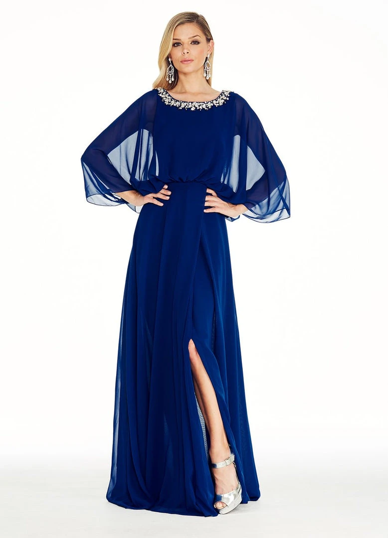 Ashley Lauren - 1273 Embellished Bateau Chiffon A-line Dress 3 Ashley Lauren - 1273 Embellished Bateau Chiffon A-line Dress