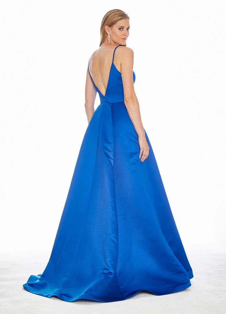 Ashley Lauren - 1384 Illusion Plunging V Neck Satin Gown 8 Ashley Lauren - 1384 Illusion Plunging V Neck Satin Gown