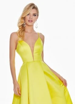 Ashley Lauren - 1384 Illusion Plunging V Neck Satin Gown 19 Ashley Lauren - 1384 Illusion Plunging V Neck Satin Gown