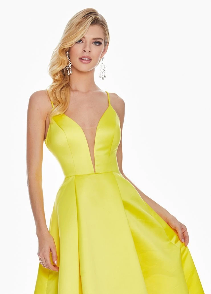 Ashley Lauren - 1384 Illusion Plunging V Neck Satin Gown 11 Ashley Lauren - 1384 Illusion Plunging V Neck Satin Gown