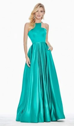 Ashley Lauren - 1385 Halter Satin A-line Dress