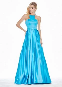 Ashley Lauren - 1385 Halter Satin A-line Dress
