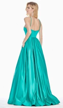 Ashley Lauren - 1385 Halter Satin A-line Dress