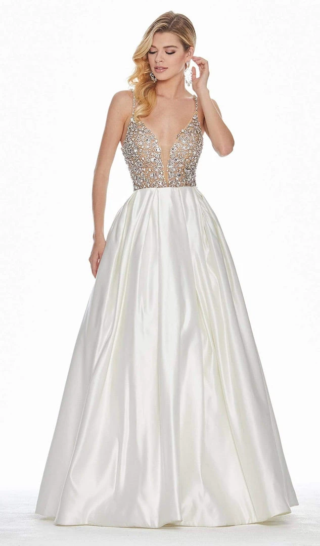 Ashley Lauren - 1389 Crystal Beaded V-Neck Satin Gown 3 Ashley Lauren - 1389 Crystal Beaded V-Neck Satin Gown