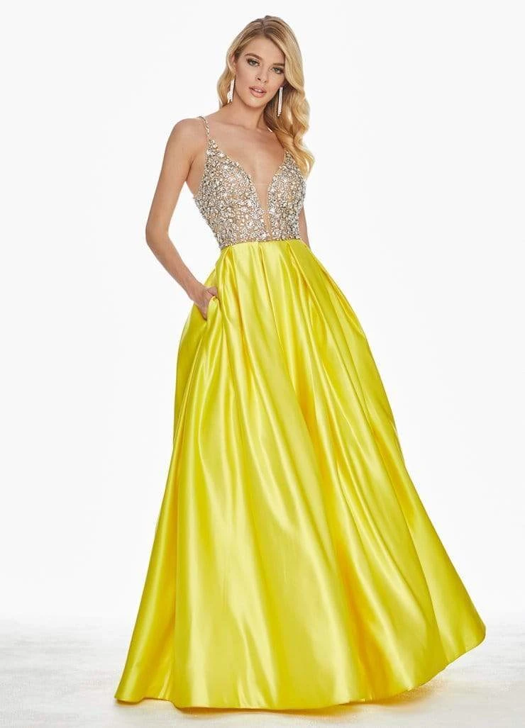 Ashley Lauren - 1389 Crystal Beaded V-Neck Satin Gown 7 Ashley Lauren - 1389 Crystal Beaded V-Neck Satin Gown