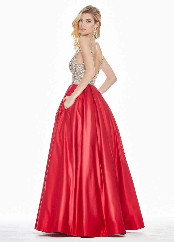 Ashley Lauren - 1389 Crystal Beaded V-Neck Satin Gown 6 Ashley Lauren - 1389 Crystal Beaded V-Neck Satin Gown