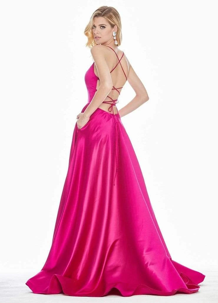 Ashley Lauren - 1390 Lace Up Open Back Satin Evening Dress 6 Ashley Lauren - 1390 Lace Up Open Back Satin Evening Dress