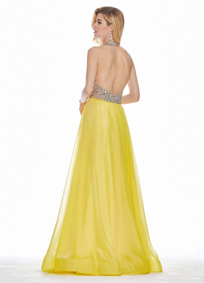 Ashley Lauren - 1391 Crystal Crusted Plunging Halter Chiffon Gown 10 Ashley Lauren - 1391 Crystal Crusted Plunging Halter Chiffon Gown