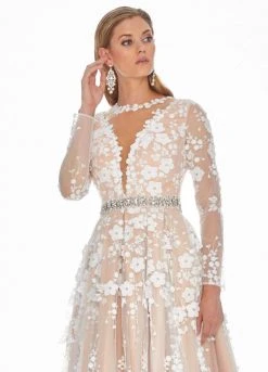 Ashley Lauren - 1396 Embroidered Long Sleeve Bateau A-line Dress 7 Ashley Lauren - 1396 Embroidered Long Sleeve Bateau A-line Dress