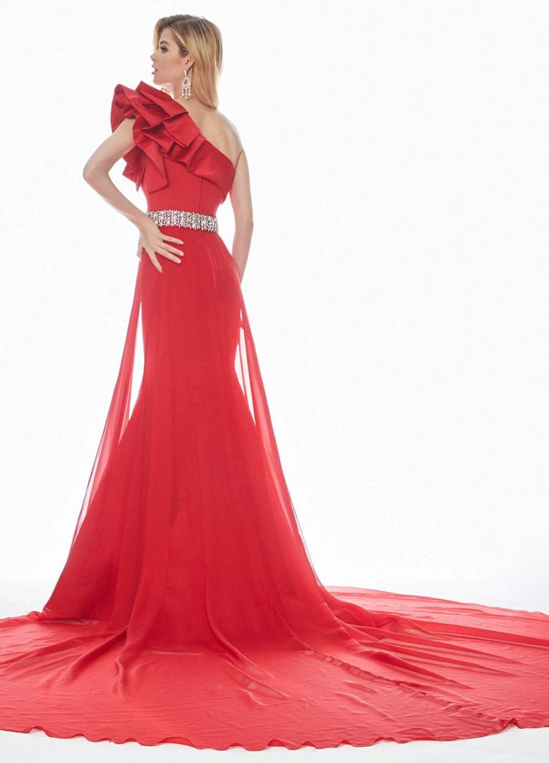 Ashley Lauren - 1398 Ruffle Accented Asymmetrical Overskirt Gown 4 Ashley Lauren - 1398 Ruffle Accented Asymmetrical Overskirt Gown