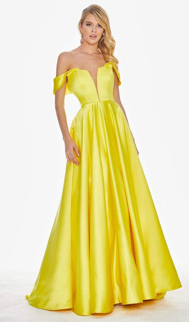Ashley Lauren - 1399 Illusion Plunging Satin Off Shoulder Gown 7 Ashley Lauren - 1399 Illusion Plunging Satin Off Shoulder Gown