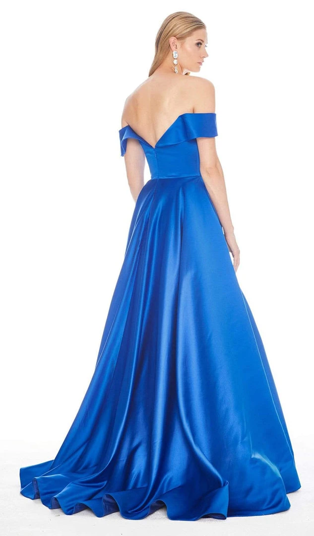 Ashley Lauren - 1399 Illusion Plunging Satin Off Shoulder Gown 4 Ashley Lauren - 1399 Illusion Plunging Satin Off Shoulder Gown