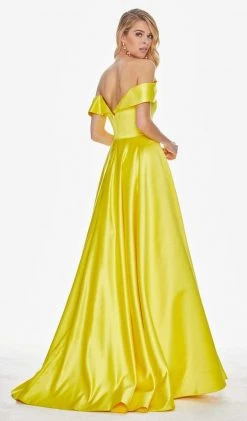 Ashley Lauren - 1399 Illusion Plunging Satin Off Shoulder Gown 13 Ashley Lauren - 1399 Illusion Plunging Satin Off Shoulder Gown