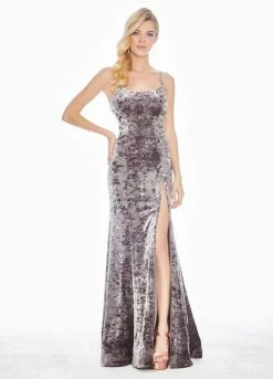Ashley Lauren - 1400 Sleeveless Scoop Neck Crushed Velvet Long Dress 12 Ashley Lauren - 1400 Sleeveless Scoop Neck Crushed Velvet Long Dress