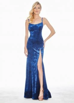 Ashley Lauren - 1400 Sleeveless Scoop Neck Crushed Velvet Long Dress 16 Ashley Lauren - 1400 Sleeveless Scoop Neck Crushed Velvet Long Dress