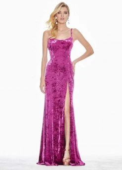 Ashley Lauren - 1400 Sleeveless Scoop Neck Crushed Velvet Long Dress 14 Ashley Lauren - 1400 Sleeveless Scoop Neck Crushed Velvet Long Dress