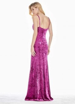 Ashley Lauren - 1400 Sleeveless Scoop Neck Crushed Velvet Long Dress 15 Ashley Lauren - 1400 Sleeveless Scoop Neck Crushed Velvet Long Dress