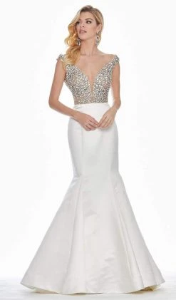 Ashley Lauren - 1407 Jewel Encrusted Off Shoulder Mermaid Gown
