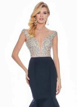 Ashley Lauren - 1407 Jewel Encrusted Off Shoulder Mermaid Gown