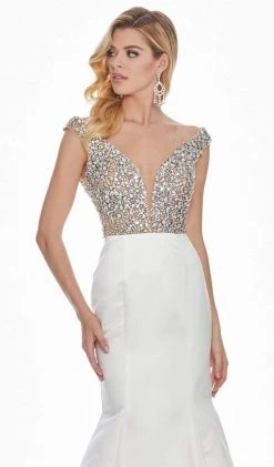 Ashley Lauren - 1407 Jewel Encrusted Off Shoulder Mermaid Gown