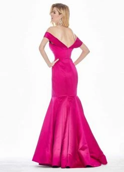 Ashley Lauren - 1410 Draped Plunging Off Shoulder Mermaid Gown