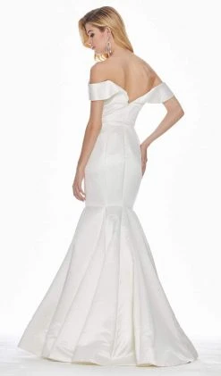 Ashley Lauren - 1410 Draped Plunging Off Shoulder Mermaid Gown