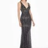 Ashley Lauren - 1420 Beaded Plunging V-Neck Evening Dress