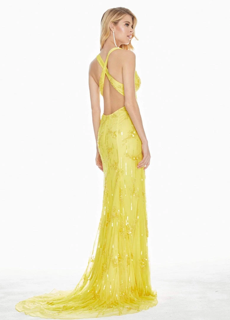 Ashley Lauren - 1421 Floral Plunging V-Neck Evening Gown 6 Ashley Lauren - 1421 Floral Plunging V-Neck Evening Gown