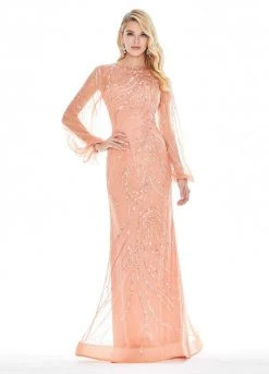 Ashley Lauren - 1423 Sequined Illusion Evening Dress 10 Ashley Lauren - 1423 Sequined Illusion Evening Dress