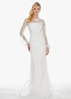 Ashley Lauren - 1423 Sequined Illusion Evening Dress 12 Ashley Lauren - 1423 Sequined Illusion Evening Dress