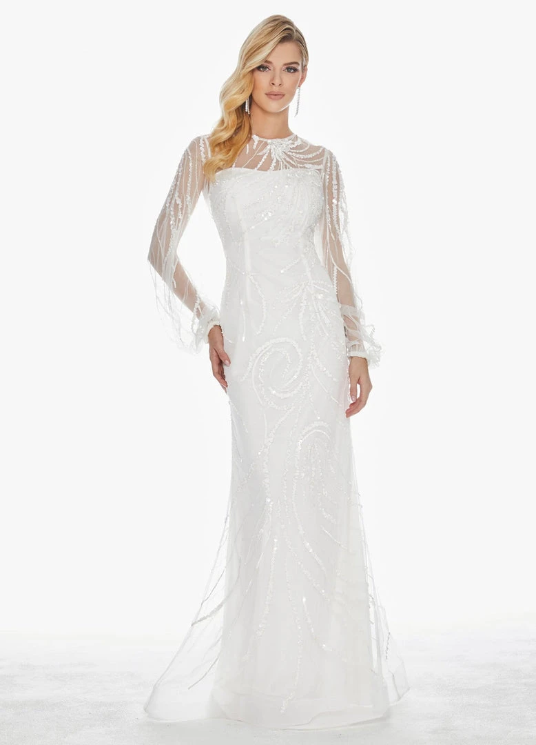 Ashley Lauren - 1423 Sequined Illusion Evening Dress 7 Ashley Lauren - 1423 Sequined Illusion Evening Dress