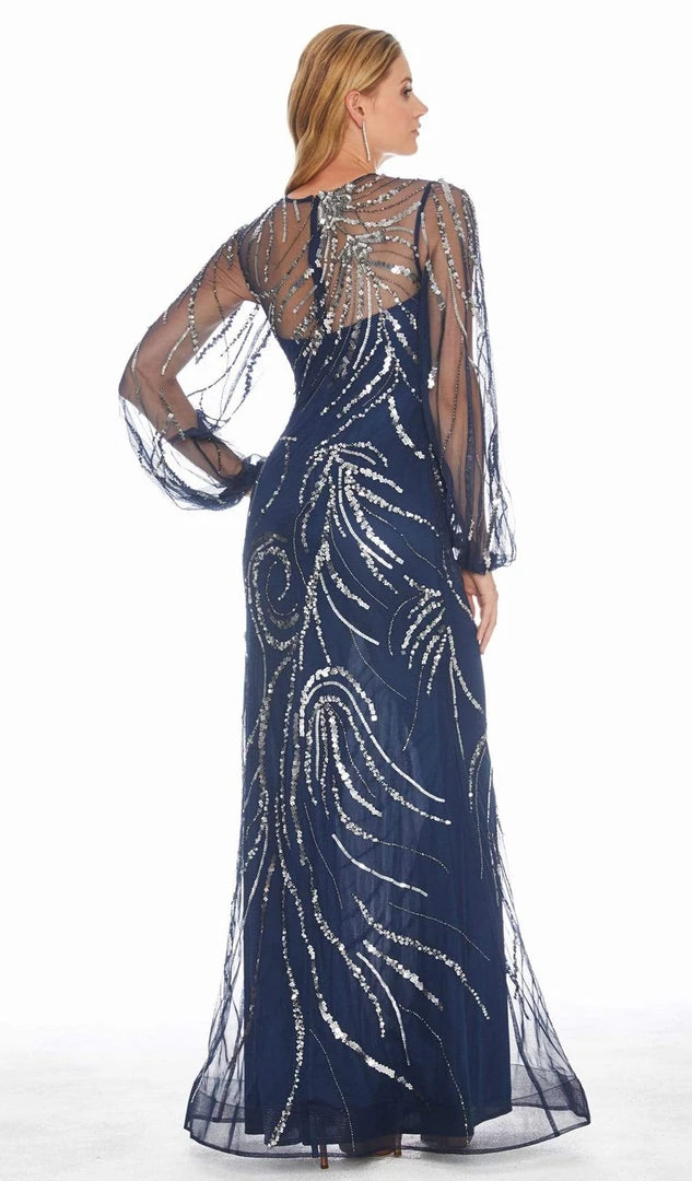Ashley Lauren - 1423 Sequined Illusion Evening Dress 4 Ashley Lauren - 1423 Sequined Illusion Evening Dress