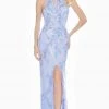 Ashley Lauren - 1427 Sequined Blouson Bodice High Slit Gown