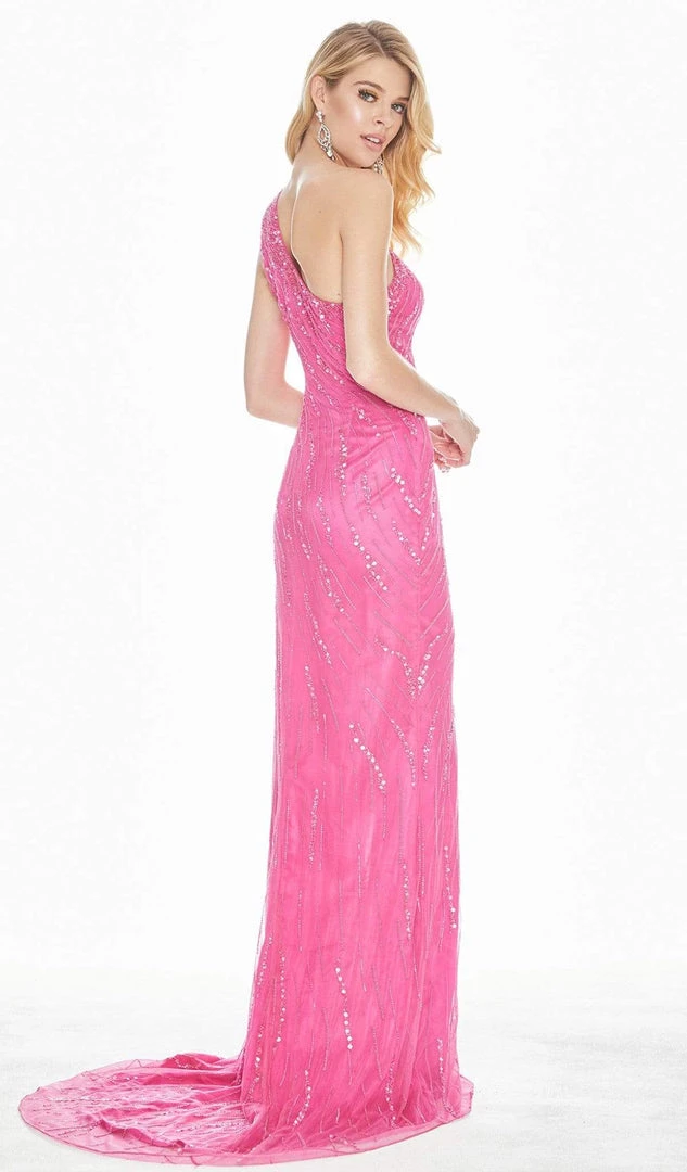 Ashley Lauren - 1428 Beaded One Shoulder Sheath Dress With Train 4 Ashley Lauren - 1428 Beaded One Shoulder Sheath Dress With Train