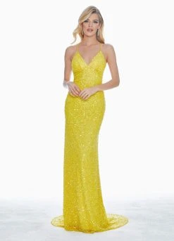 Ashley Lauren - 1430 Sequined Lace Long Sheath Gown 14 Ashley Lauren - 1430 Sequined Lace Long Sheath Gown