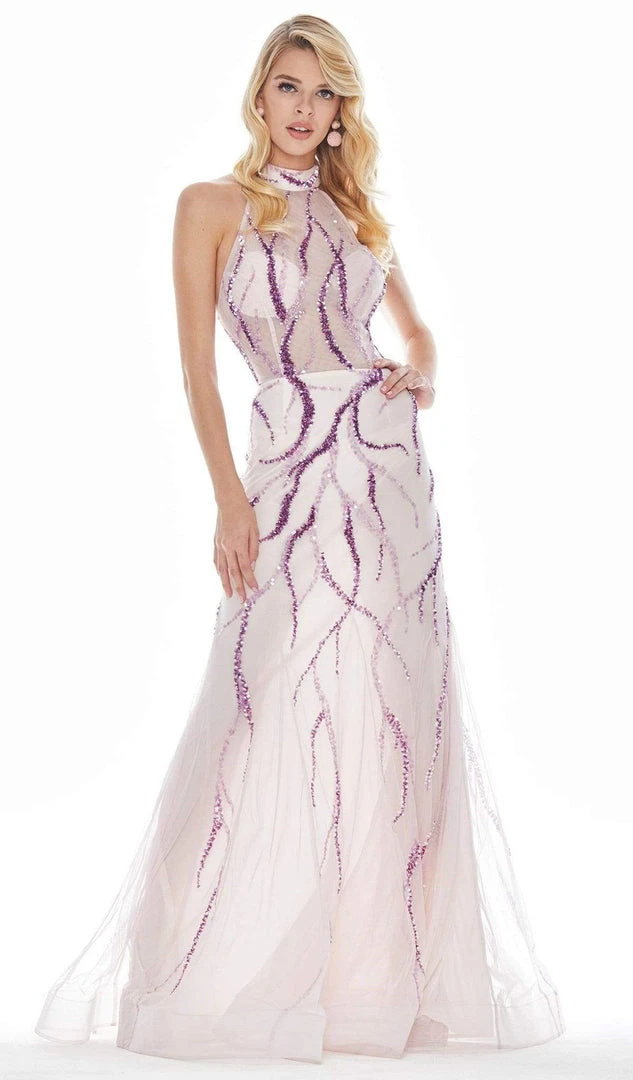 Ashley Lauren - 1437 Sequin Embellished High Halter Dress 3 Ashley Lauren - 1437 Sequin Embellished High Halter Dress