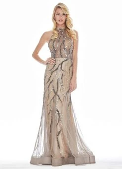 Ashley Lauren - 1437 Sequin Embellished High Halter Dress 9 Ashley Lauren - 1437 Sequin Embellished High Halter Dress