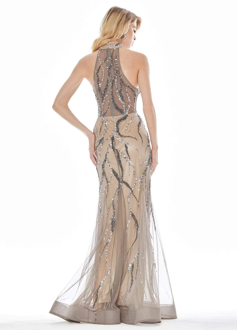 Ashley Lauren - 1437 Sequin Embellished High Halter Dress 6 Ashley Lauren - 1437 Sequin Embellished High Halter Dress