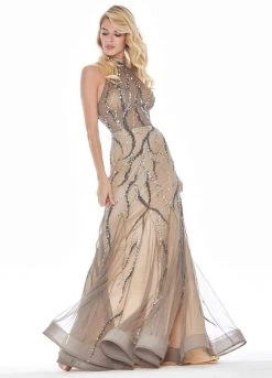 Ashley Lauren - 1437 Sequin Embellished High Halter Dress 11 Ashley Lauren - 1437 Sequin Embellished High Halter Dress