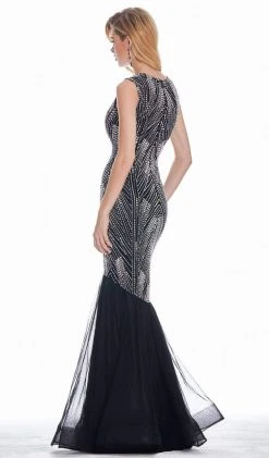 Ashley Lauren - 1444 Bedazzled Jewel Neck Tulle Mermaid Dress