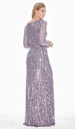 Ashley Lauren - 1453 Sequined Long Sleeve Bateau Sheath Dress